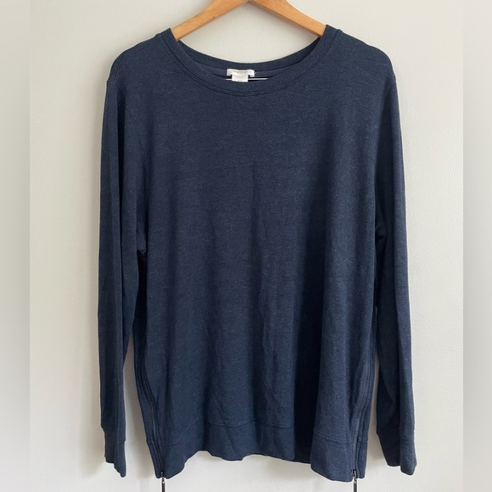Matty M Women’s Long Sleeve Top Shirt Blouse ZIP Sides Blue‎ XXL Pullover